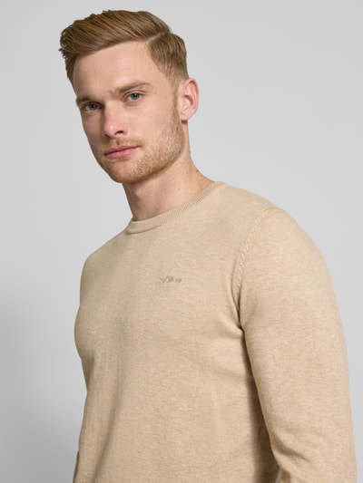 s.Oliver RED LABEL Regular fit gebreide pullover van zuiver katoen Beige - 3