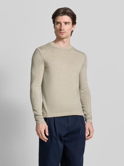 CINQUE Sweter z dzianiny z prążkowanymi wykończeniami model „WALLIE” Beżowy 4