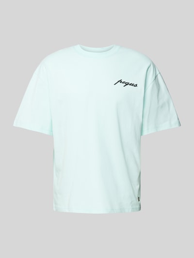 PEQUS Oversized T-shirt met labelprint Turquoise - 2