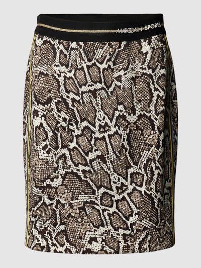 Marc Cain Knielanger Rock mit Animal-Print und elastischem Bund Khaki 2