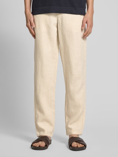 Casual Friday Regular Fit Leinenhose mit Eingrifftaschen Modell 'Pandrup' Beige 4