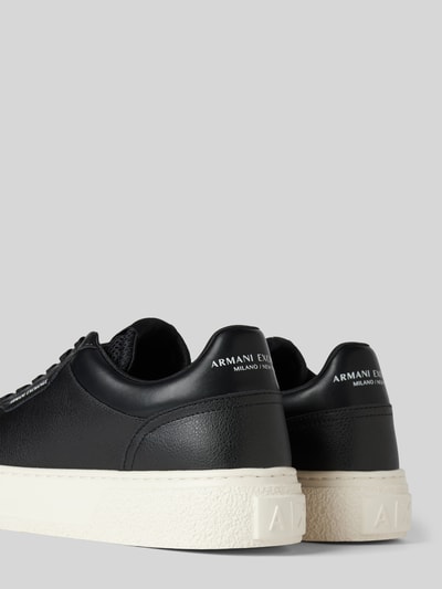 ARMANI EXCHANGE Leren sneakers met labelprint, model 'Lion' Zwart - 2