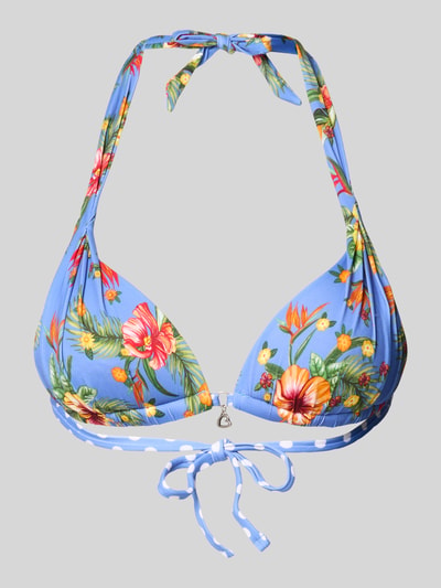 Produktfoto, Bikini-Oberteil im Allover-Look Modell 'DOLCEVITA NIKO' von Banana Moon, bunter Blumenprint, Material-Mix mit Stretch-Anteil, Schnürung, körpernahe Passform
