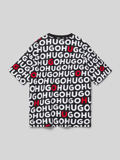 HUGO T-shirt z nadrukiem z logo na całej powierzchni Czerwony 3