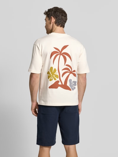 Jake*s Studio Men T-Shirt aus Bio-Baumwolle mit Stitching Ecru 5