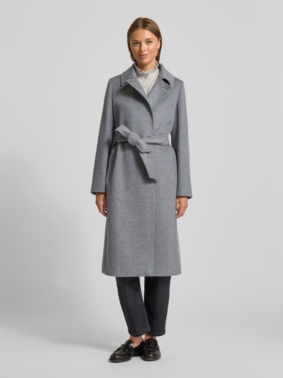 Max Mara Studio Regular Fit Robenmantel aus reiner Schurwolle Modell 'BCOLLAG' Mittelgrau Melange 4
