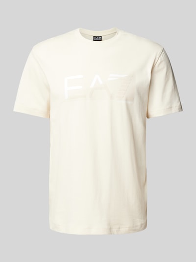 EA7 Emporio Armani T-Shirt mit Label-Print Beige 2