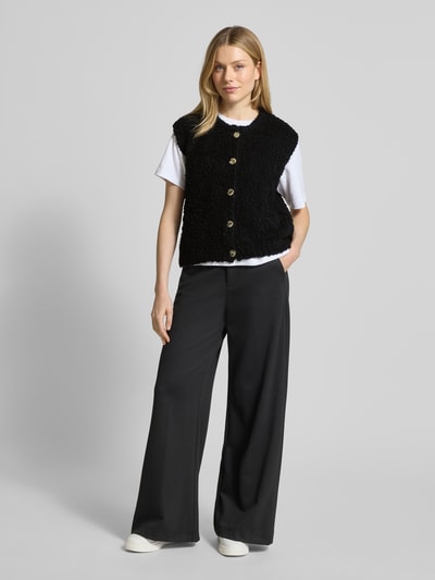 VILLA SOPHIE Loose fit mouwloos vest met mohair, model 'VIOLA' Zwart - 1