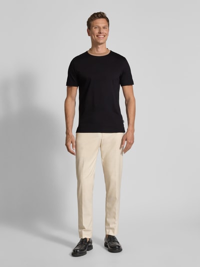 BOSS T-Shirt mit geripptem Rundhalsausschnitt Modell 'Tessler' Black 1
