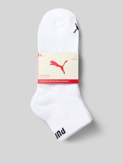 Productfoto, witte sokken van katoenmix in set van 6, met zwart logo, Socken aus Baumwoll-Mix im 6er-Pack van PUMA, Heren Sokken