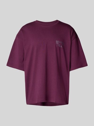 REVIEW Oversized T-Shirt mit Label-Print Pflaume 2