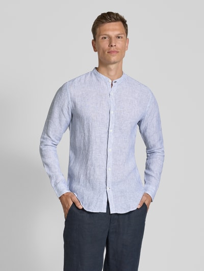 FIL NOIR Regular fit zakelijk overhemd met opstaande kraag, model 'ANCONA' Rookblauw - 4