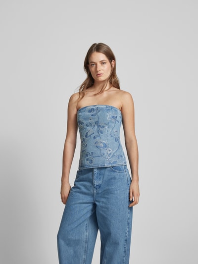 ROTATE Bandeau-Top mit Ziersteinbesatz Jeansblau 4