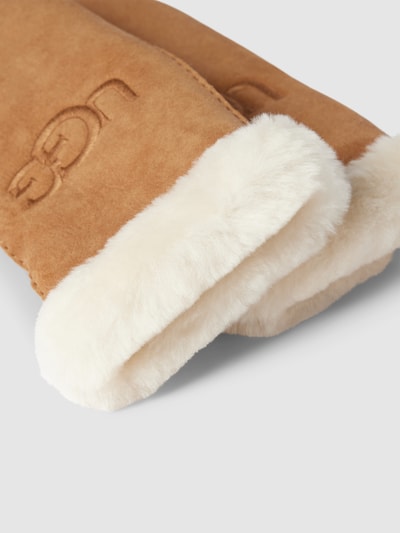 UGG Handschuhe aus Lammfell mit Label-Stitching Modell 'EMBROIDER' Camel 2