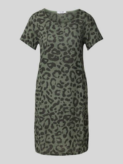 ZABAIONE Minikleid aus Leinen-Mix mit Rundhalsausschnitt Khaki 2