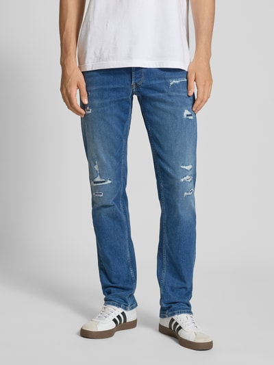 Replay Straight Fit Jeans mit Destroyed-Look Modell 'GROVER' Jeansblau 4