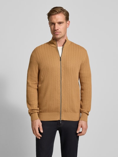Christian Berg Men Gebreid jack met ritssluiting  Cognac - 4