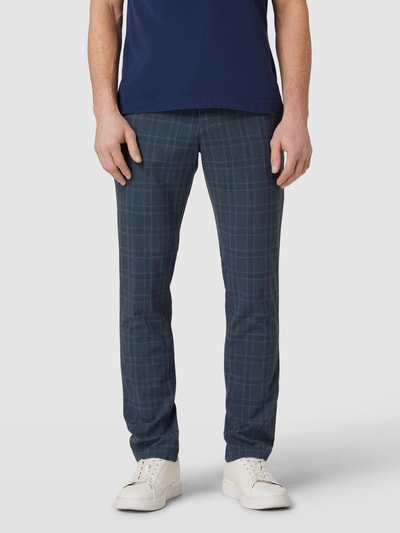 MCNEAL Slim fit broek met glencheck-motief Bleu - 4