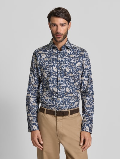 Christian Berg Men Regular Fit Business Hemd aus Baumwolle mit Kentkragen Marine 4