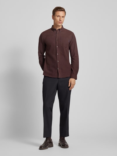 Lindbergh Freizeithemd mit Button-Down-Kragen Bordeaux 1