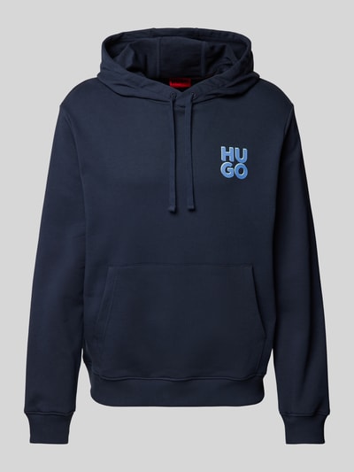 HUGO Hoodie mit Label-Print Modell 'Dimonihood' Marine 2