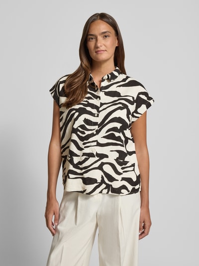 ICHI Regular Fit Bluse aus Leinen-Viskose-Mix Modell 'LINNO' Offwhite 4