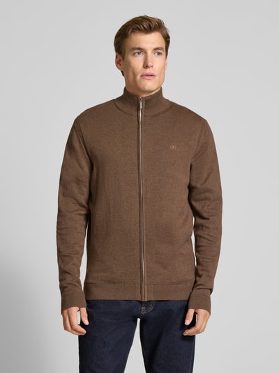 Tom Tailor Regular Fit Strickjacke aus reiner Baumwolle Mittelbraun Mel 4