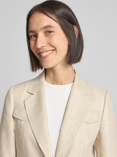 Marc Cain Regular Fit Blazer aus Leinen-Mix mit Pattentaschen Sand 3