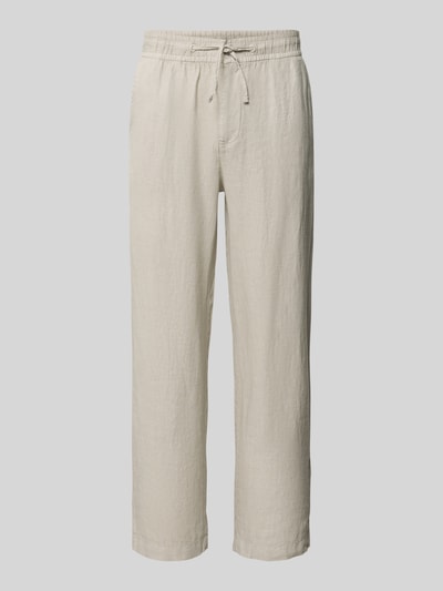 Produktfoto, Leinenhose mit elastischem Bund van MCNEAL, heren linnen, regular fit, elastische band met tunnelkoord, bandwijdte maat L 44 cm, binnenbeenlengte maat L 77 cm, naturel kleur, rechte pijpen, gladde textuur