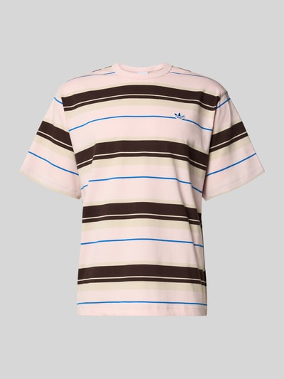 Produktfoto, Regular Fit T-Shirt aus reiner Baumwolle von adidas Originals mit mehrfarbigen Blockstreifen, Logo-Stitching, Kurzarm, Rundhals, Feinrippstruktur