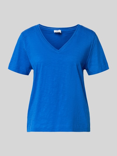 Produktfoto, Relaxed Fit T-Shirt aus reiner Baumwolle von s.Oliver RED LABEL in Melange-Optik, V-Ausschnitt, kurzarm, blaue Jersey-Textur