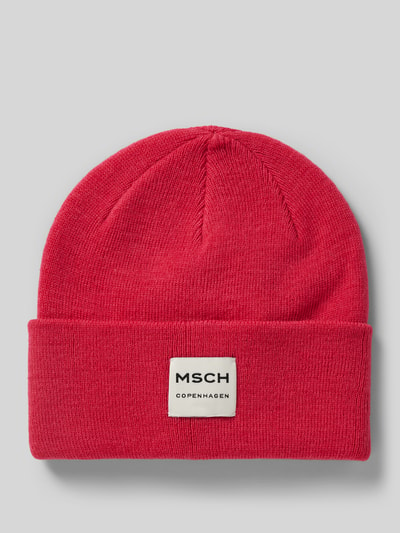 MSCH Copenhagen Czapka beanie z naszywką z logo model ‘Mojo’ Mocnoróżowy 1