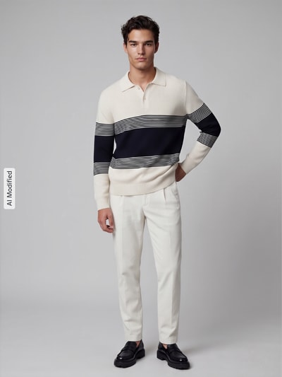 Selected Regular Fit Pullover aus reiner Baumwolle Marine 1