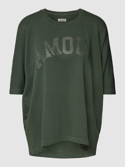 Zadig & Voltaire Sweatshirt met strass-steentjes, model 'PORTLAND AMOUR' Kaki - 2