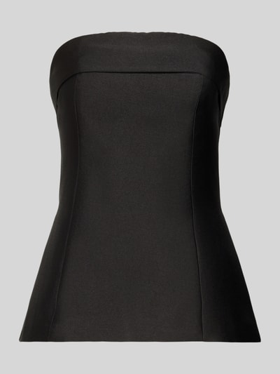 Produktfoto, czarny Top aus Satin im Ärmellosen Design Modell 'Taleen' od Neo Noir, gładka tekstura, dopasowany krój, długość 40 cm
