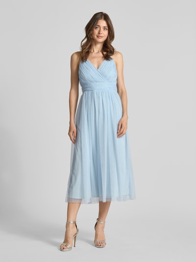 Lace & Beads Cocktailkleid mit Spaghettiträgern Hellblau 4
