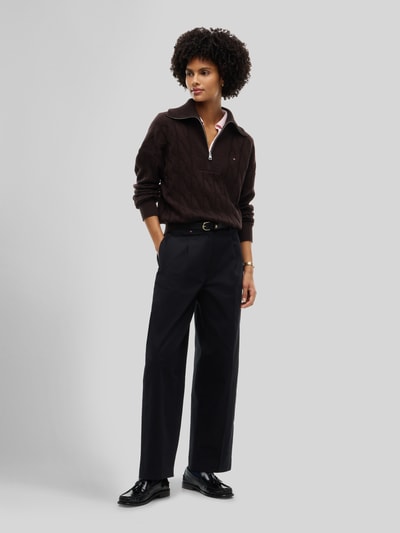 Tommy Hilfiger Relaxed Fit Troyer aus reiner Wolle Schoko 1