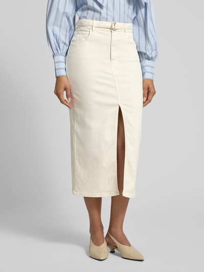 Marella Jeansrock mit Gehschlitz und Gürtel Modell 'MOCA' Weiss 4