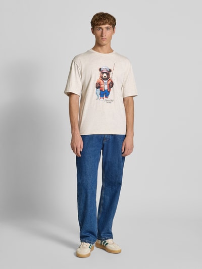 REVIEW T-shirt met motiefprint Ecru gemêleerd - 1