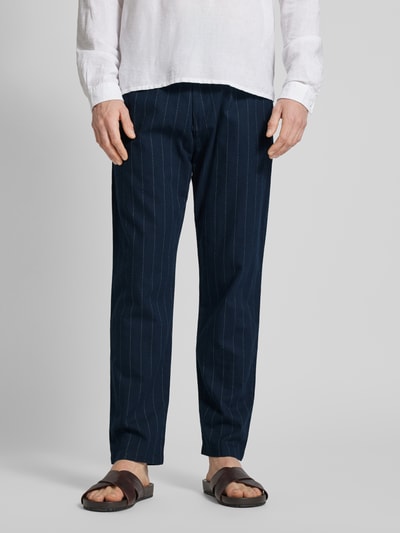 s.Oliver RED LABEL Stoffen broek met streepmotief Marineblauw gemêleerd - 4