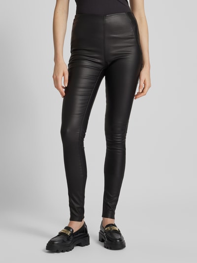 Object Skinny fit broek in leerlook, model 'Belle' Zwart - 4