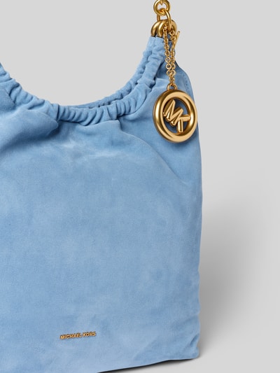 Produktfoto, Handtasche aus Leder mit Label-Applikation Modell 'INDIE' von MICHAEL Michael Kors, jasnoniebieska, faktura gładka, główna przegroda z zapięciem na magnes, uchwyt, szerokość w rozmiarze 1: 37 cm, długość w rozmiarze 1: 37 cm, głębokość w rozmiarze 1: 14 cm, długość paska na ramię w rozmiarze 1: 60 cm