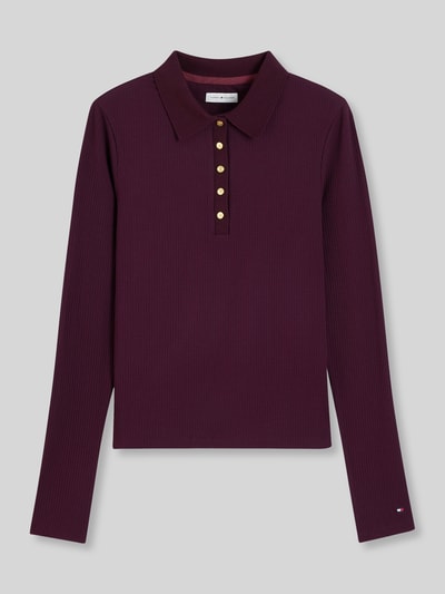 Tommy Hilfiger Langarmshirt mit Rippstruktur Modell 'D-POLO-1/1' Dunkelrot 2