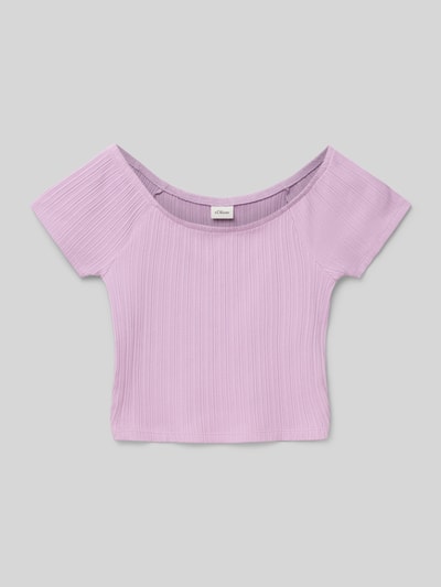 s.Oliver RED LABEL Slim Fit T-Shirt mit Off-Shoulder-Ausschnitt Flieder 1