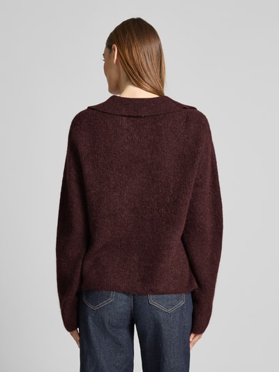 MOS MOSH Strickpullover aus Woll-Mix mit Polokragen Modell 'Thora Aidy' Bordeaux 5