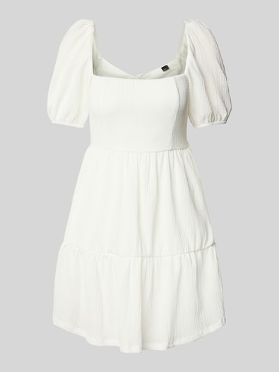 Gina Tricot Sukienka mini z efektem stopniowania i prostokątnym dekoltem Écru 2
