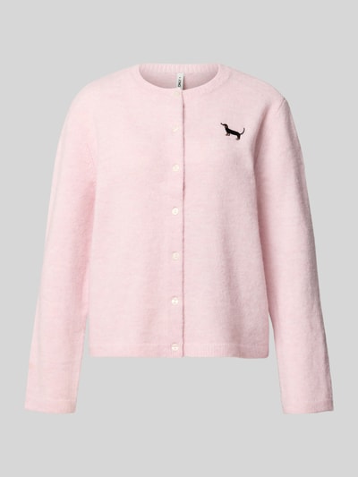ONLY Regular Fit Strickjacke mit Rundhalsausschnitt Modell 'EVIA' Rosa 1