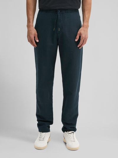 Marc O'Polo Relaxed Fit Hose aus Baumwolle-Leinen-Mix mit Tunnelzug Modell 'BELSBO' Marine 4