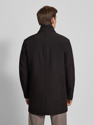 Matinique Lange jas met blinde knoopsluiting, model 'Philman' Zwart - 5