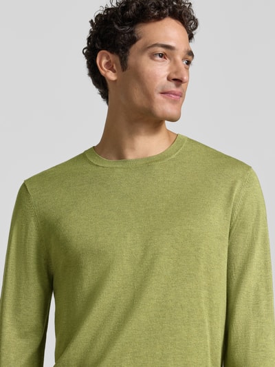 MCNEAL Strickpullover mit geripptem Rundhalsausschnitt Oliv Melange 3